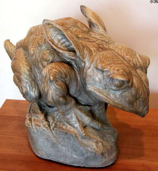 Toad with rabbit ears sculpture (1891) by Jean Carriès at Petit Palace Museum. Paris, France.