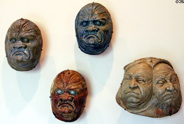 Four masks of horror (c1891) by Jean Carriès at Petit Palace Museum. Paris, France.