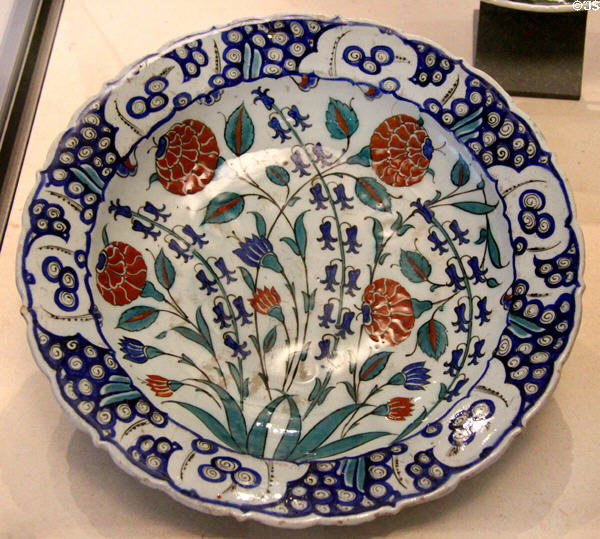 Ceramic plate (end 16thC) from Iznik, Turkey at Petit Palace Museum. Paris, France.