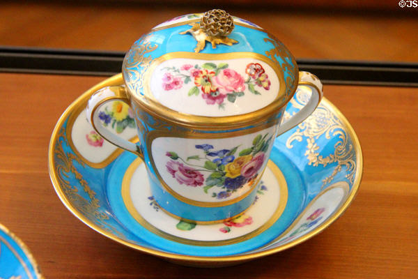 Sèvres porcelain blue tea cup (1768) at Petit Palace Museum. Paris, France.