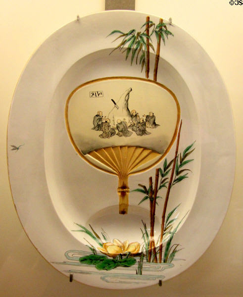 Rigid Japanese fan plate (1879) by Félix Bracquemond for Jules Vieillard et Cie of Bordeaux at Petit Palace Museum. Paris, France.