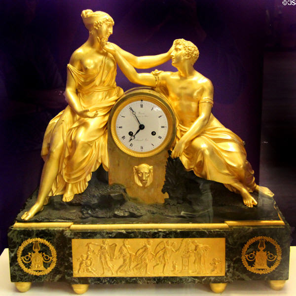 Nuptial song clock (start 19thC) by Ravrio & Mesnil of Paris at Petit Palace Museum. Paris, France.