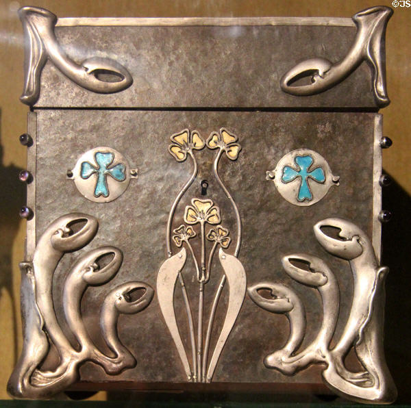 Art Nouveau box decorated with silver plaques (c1901) by Georges-Arthur Jacquin with Thiébaut Frères at Petit Palace Museum. Paris, France.