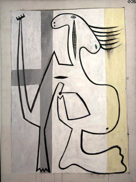Nude on white background painting (1927) by Pablo Picasso at Picasso Museum. Paris, France.