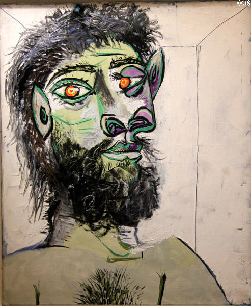 Head of bearded man painting (1938) by Pablo Picasso at Picasso Museum. Paris, France.