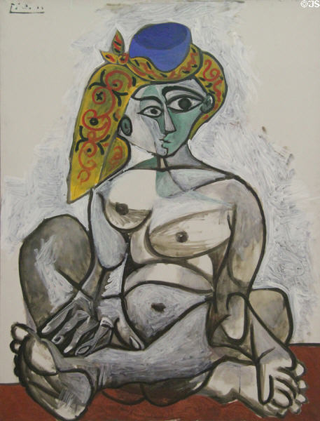 Nude woman with Turkish hat painting (1955) by Pablo Picasso at Georges Pompidou Center. Paris, France.