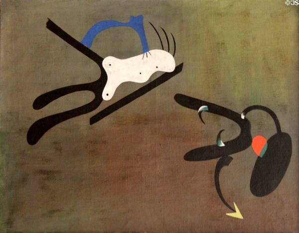 Abstract painting (1933) by Joan Miró at Georges Pompidou Center. Paris, France.