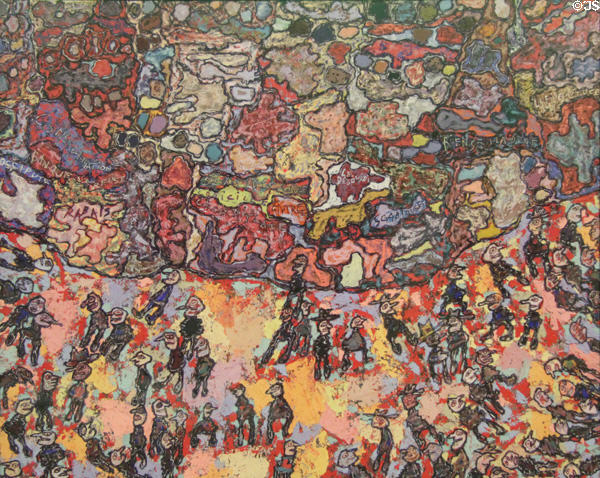 Busy street abstract painting (1961) by Jean Dubuffet at Georges Pompidou Center. Paris, France.