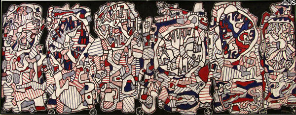 Train of clocks abstract painting (1965) by Jean Dubuffet at Georges Pompidou Center. Paris, France.