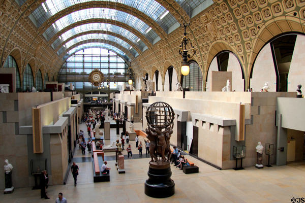 Arched interior of Musée d'Orsay, originally Gare d'Orsay railway station. Paris, France.