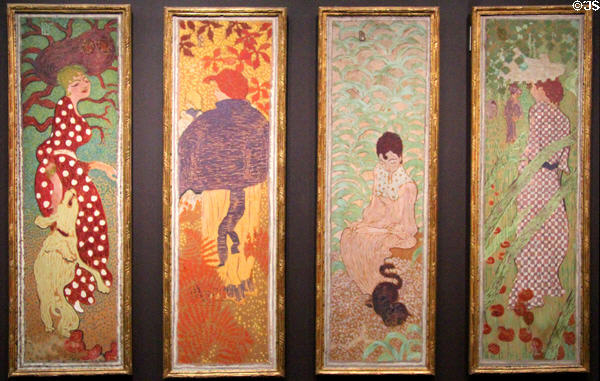 Four women on a screen painting (1891) by Pierre Bonnard at Musée d'Orsay. Paris, France.