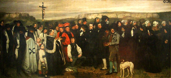 Burial at Ornans painting (1850-1) by Gustave Courbet at Musée d'Orsay. Paris, France.