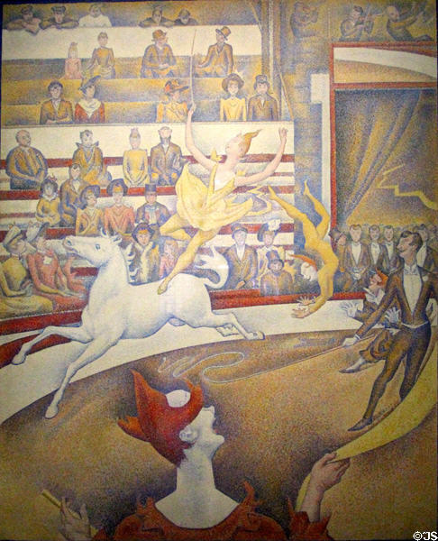 Circus painting (1891) by Georges Seurat at Musée d'Orsay. Paris, France.