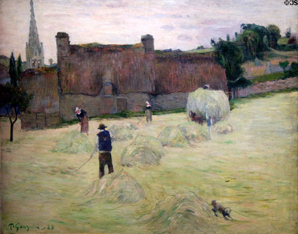 Haymaking in Brittany painting (1888) by Paul Gauguin at Musée d'Orsay. Paris, France.