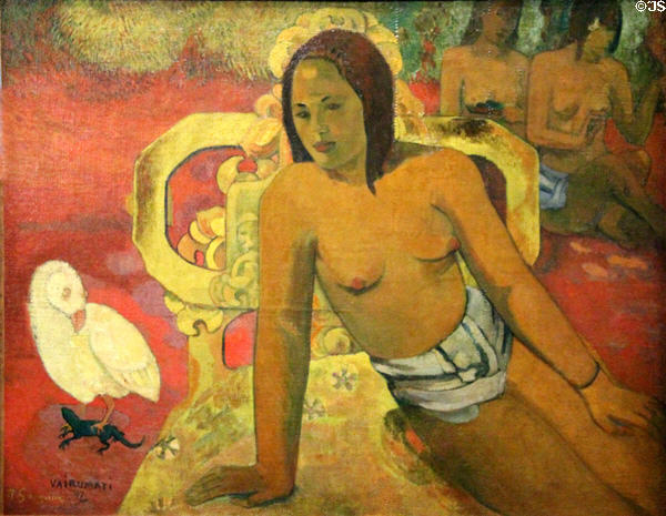 Vairumati painting (1897) by Paul Gauguin at Musée d'Orsay. Paris, France.