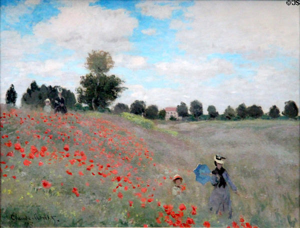 Coquelicots (poppies) painting (1873) by Claude Monet at Musée d'Orsay. Paris, France.