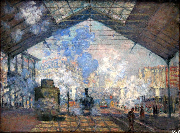 Gare Saint-Lazare painting (1877) by Claude Monet at Musée d'Orsay. Paris, France.