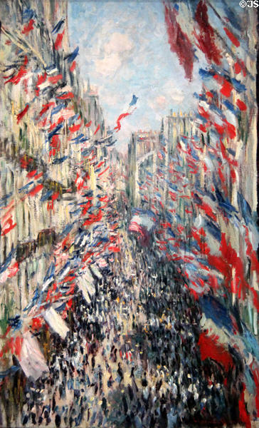 La Rue Montorgueil, à Paris, fête du 30 juin 1878 painting (1878) by Claude Monet (shows celebration for Exposition Universelle of 1867) at Musée d'Orsay. Paris, France.