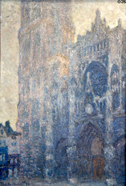 Rouen Cathedral Portal and Albane Tower in morning sunlight painting (1894) by Claude Monet at Musée d'Orsay. Paris, France.