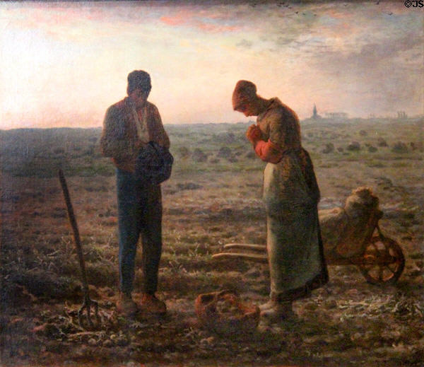 L'Angélus painting (1857-9) by Jean-François Millet (shown at Exposition Universelle of 1867) at Musée d'Orsay. Paris, France.