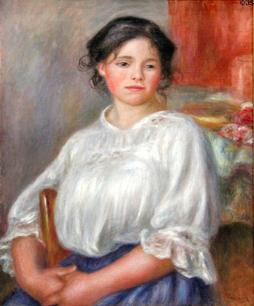 Young woman seated painting (1909) by Auguste Renoir at Musée d'Orsay. Paris, France.