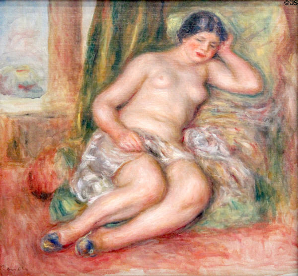 Sleeping Odalisque painting (1915-7) by Auguste Renoir at Musée d'Orsay. Paris, France.