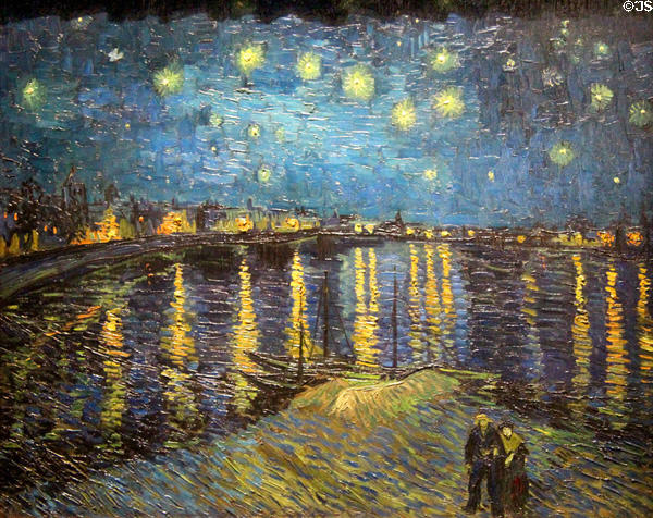 Starry Night painting (1888) by Vincent van Gogh at Musée d'Orsay. Paris, France.