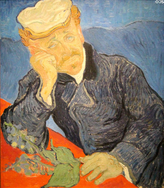 Dr. Paul Gachet painting (1890) by Vincent van Gogh at Musée d'Orsay. Paris, France.