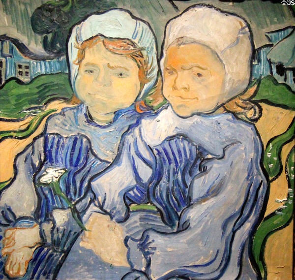 Two Girls painting (1890) by Vincent van Gogh at Musée d'Orsay. Paris, France.