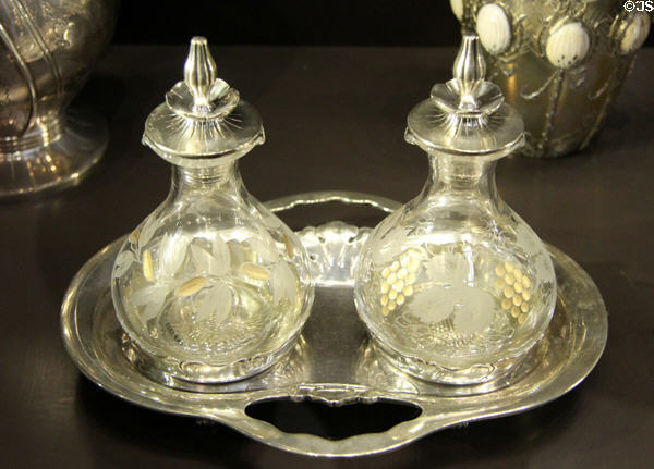 Cut glass cruet on silver stand (1894-9) by Lucien Bonvallet of Maison Cardeilhac of Paris at Musée d'Orsay. Paris, France.
