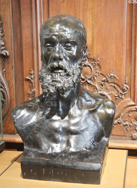 Historical painter Jean-Paul Laurens bronze bust (1882) by Auguste Rodin at Rodin Museum. Paris, France.