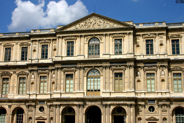 Facade of Colonnade which faces inward to square courtyard (cour carrée) of Louvre Palace. Paris, France.