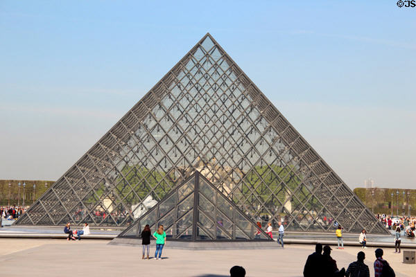 Steelwork details of Louvre glass Pyramid & smaller companion pyramid. Paris, France.