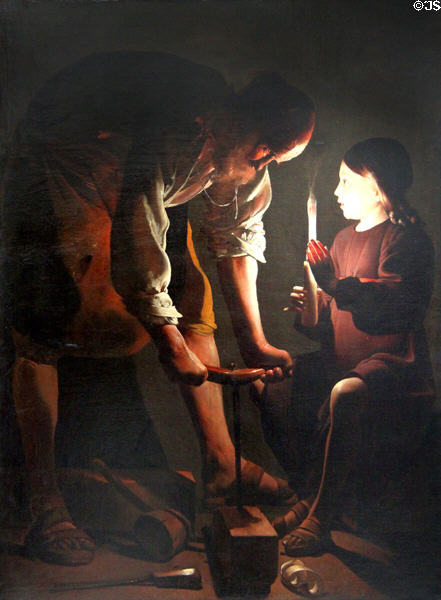 St. Joseph the Carpenter painting (c1642) by Georges de la Tour at Louvre Museum. Paris, France.