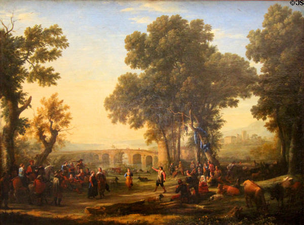 Village Festival painting (1639) by Claude Lorrain at Louvre Museum. Paris, France.