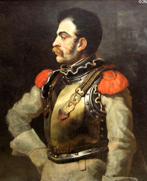 French rifleman (carabinier) painting (1814) by Théodore Géricault at Louvre Museum. Paris, France.