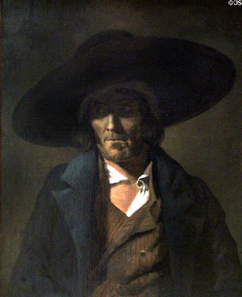 Portrait of a man (aka Le Vendéen) painting (c1815-9) by Théodore Géricault at Louvre Museum. Paris, France.