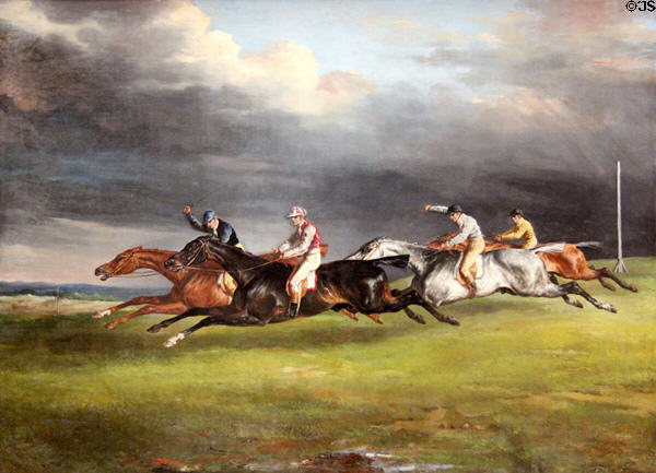 Horse race (aka Derby of 1821 at Epsom) painting (1821) by Théodore Géricault at Louvre Museum. Paris, France.