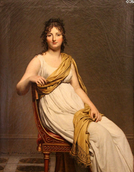 Portrait of Madame Raymond de Verninac daughter of Eugène Delacroix (1798-9) by Jacques-Louis David at Louvre Museum. Paris, France.