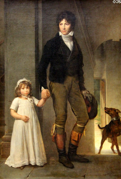 Portrait of Jean-Baptiste Isabey & daughter Alexandrine (1795) by François Gérard at Louvre Museum. Paris, France.