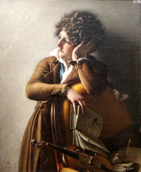 Portrait of Benoit-Agnès Trioson (1800) by Anne-Louis Girodet de Roussy-Trioson at Louvre Museum. Paris, France.