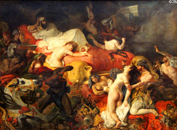 Death of Sardanapalus painting (1827) by Eugène Delacroix at Louvre Museum. Paris, France.