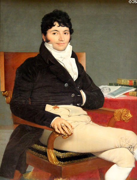 Portrait of Philibert Rivière (1804-5) by Jean-Auguste-Dominique Ingres at Louvre Museum. Paris, France.