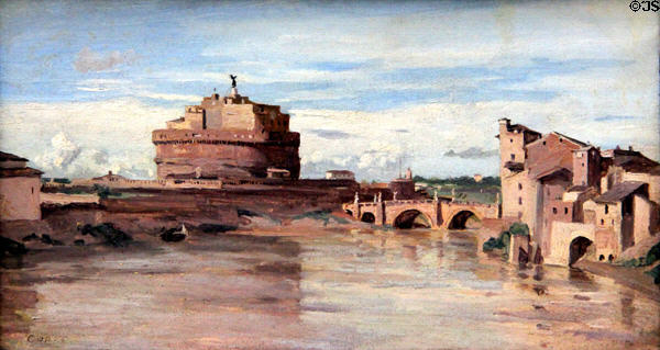 Castle St. Angelo over the Tiber in Rome painting (1826-8) by Camille Corot at Louvre Museum. Paris, France.