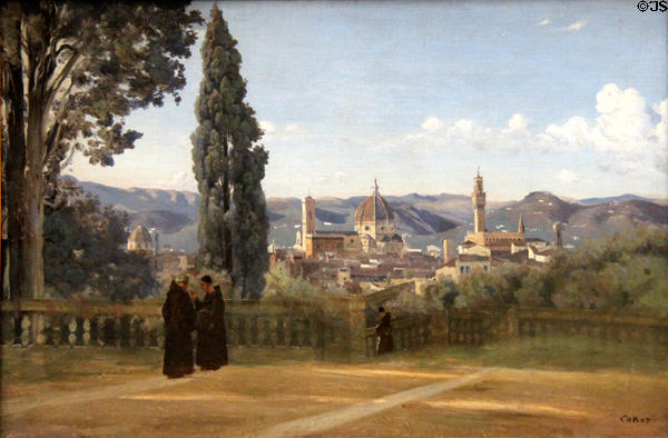 Florence seen from Boboli Gardens painting (1835-40) by Camille Corot at Louvre Museum. Paris, France.