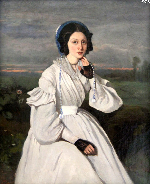 Portrait of Claire Sennegon (1837) by Camille Corot at Louvre Museum. Paris, France.