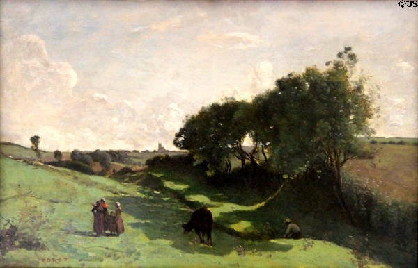 Le Vallon painting (1855-60) by Camille Corot at Louvre Museum. Paris, France.