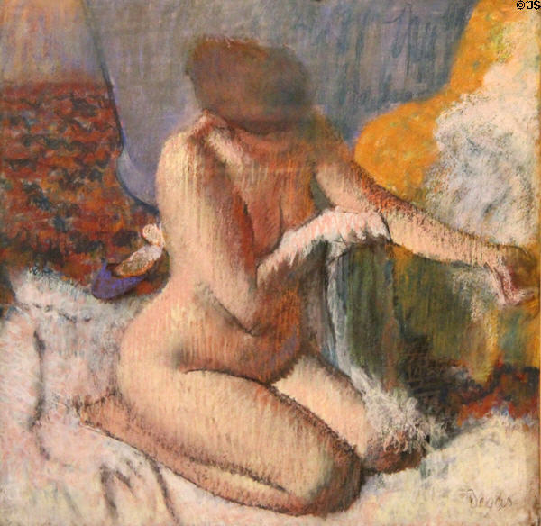 Exit from the Bath painting by Edgar Degas at Louvre Museum. Paris, France.