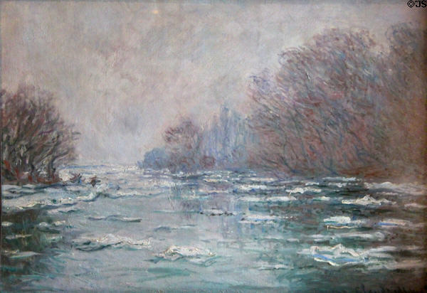 La Débâcle près de Vétheuil (Winter Flood near Vétheuil) painting (1881) by Caude Monet at Louvre Museum. Paris, France.