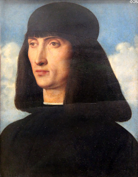 Portrait of a man (1490-5) by Giovanni Bellini at Louvre Museum. Paris, France.